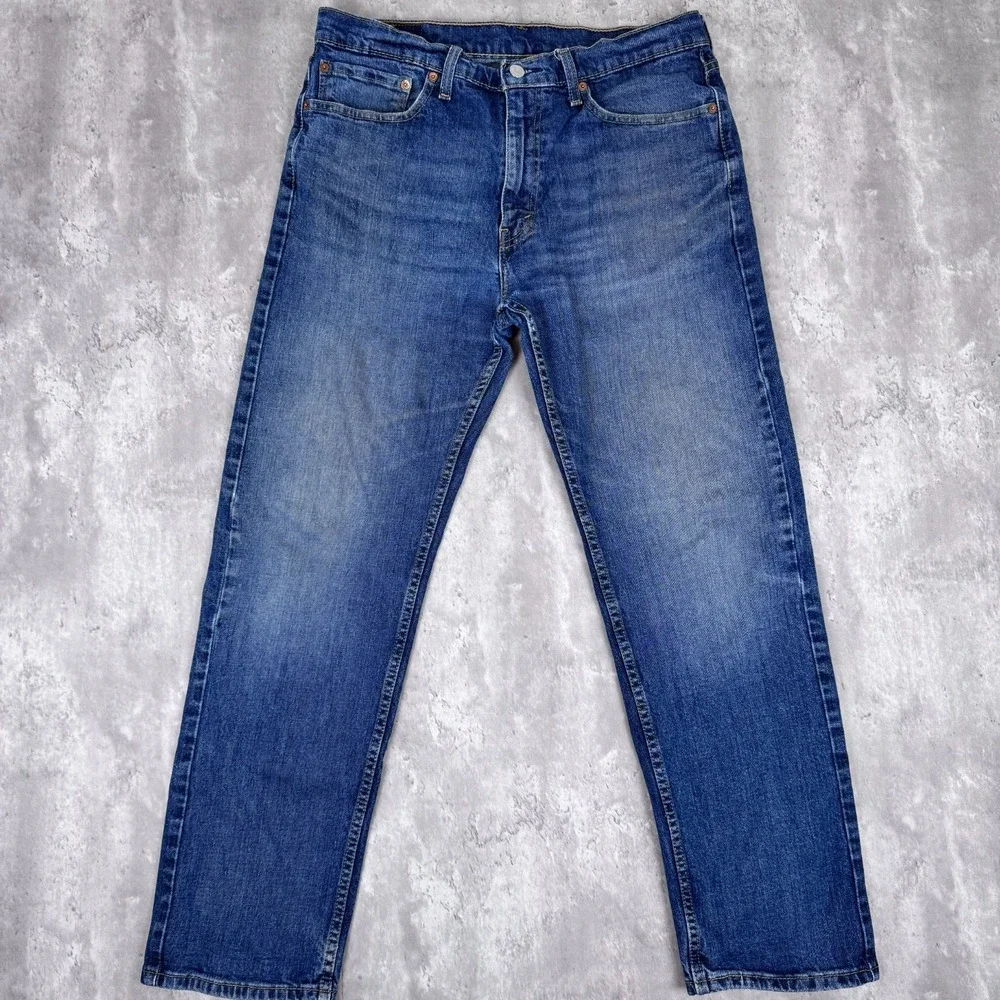 Levis 505 Jeans Mens 36x32 Blue Denim Regular‎ Fit Straight Leg Western Cowboy